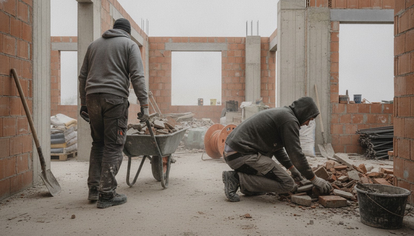 Bauhilfe auf der Baustelle