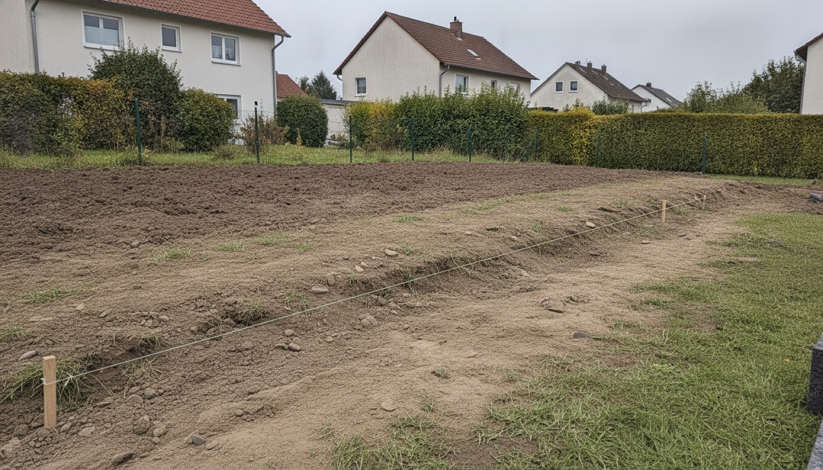 Grundst&uuml;cksgrenze vor den Arbeiten